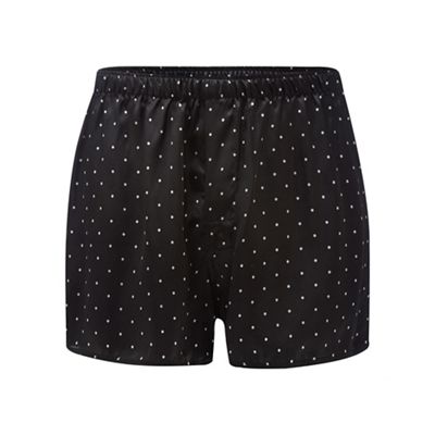 Black polka dot print silk boxers